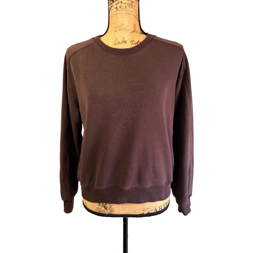 Vuori Womens Brown Relaxed Fit Drop Shoulder Pullover Crewneck Sweatshirt Sz XS